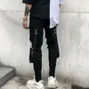 Men's Pants Fashion Slim-fit Pants Men Streetwear Ribbon Harajuku Black Cargo Pants for Men Casual Techwear Jogging Japan Kpop Male TrousersL231113