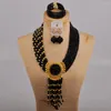 Necklace Earrings Set Royal Blue African Beads Jewelry Women Nigerian Wedding Bridal