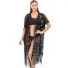 Maillots de bain pour femmes Fashion2024 Grand cardigan à franges en dentelle européenne et N dans le style long Beach Bikini Blouse Sunblock Sexy Châle High