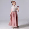 Abiti da ragazza Ragazze adolescenti Abito lungo damigella d'onore Bambini Pizzo rosa Compleanno Bambini Principessa Festa Matrimonio Abito da ballo Occasioni formali Vestido