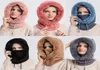 Beanie/Skull Caps Winter Fur Cap Mask Set Hooded For Women Knitted Cashmere Neck Russia Warm Outdoor Ski Windproof Hat Thick Plush y Be1972401