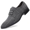 Sapatos masculinos clássicos de negócios, sapatos de vestido, moda coreana, dedo apontado, com cadarço, sapatos formais de casamento, preto, treliça 999 240103