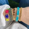 Bangles 5Pcs High Quality Multicolor Enamel Hamsa Eye Round Eyes Lovely Bangle Vintage Cuffs Bracelets for Women Gift For Her