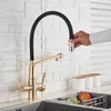 Rubinetto da cucina con filtro rozin Rubinetto da cucina girevole in oro spazzolato 360 Rubinetti per acqua pura da cucina Rubinetto miscelatore acqua per purificazione pull down nero 240103