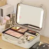 Ladies Wash Bag with Mirror LED Light Women Make Up Pouch Portable Waterproof Large Capacity Makeup Storage Box for Travel 240103