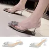 Lin King Summer Women Pumps Wysokie obcasy Bling Crystal Buty Seksowne palce palec damskie sukienki przezroczyste kapcie 240103