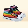 Barnskor för tjej Autumn New Children039S Hightop Canvas Shoes Casual Wild Boys Sneakers Girls Rainbow Shoes 2012012017493