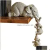 Kunst und Handwerk Ornamente handbemalte Figuren Mutter zwei Babys hängen Desktop-Dekor Elefant Harz Dekoration Drop Lieferung nach Hause Dhzjb