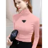 2024 autumn and winter double-sided German velvet long-sleeved T-shirt autumn clothes women's thickened fashionable semi-high-neck outer warm clothes