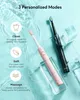 Fairywill Sonic elektrische tandenborstel E11 waterdichte USB-oplader met 8 vervangende borstelkoppen zwart en roze set voor koppel 240104