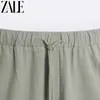 Men's Pants ZALE Linen Solid Color Drawstring Elastic Waist Casual Comfortable Ankle Banded Jogger Daily Streetwear