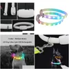 Colliers de chien Laisses D Boucle USB Collier rechargeable LED Lumière Nuit Sécurité Glowing Pet Lumineux Clignotant Collier Antilost Harnes Dh0gc