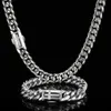 12mm Hip Hop Rapper Rock18k Vergulde Cubaanse Ketting Mode-sieraden Roestvrij Stalen Armband Voor Mannen 240104