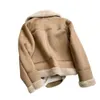 Wind suede suede fur one lamb wool warm jacket biker clothing women short motorcycle brown jacket coats designer women