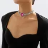 Collar de cena de amor romántico y dulce, cadena de garra de lujo ligera, cadena para el cuello elegante con diamantes completos