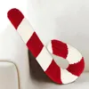 Kudde jul godis käppning kuddar pepparmynta röd kudde med dragkedja stängning färg