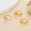 Cluster Rings 14K Gold Plated Adjustable Toe For Women Flower Butterfly Band Open Tail Ring Beach Foot Jewelry