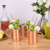 Copo Moscow Mule Caneca de coquetel de aço inoxidável com borda enrolada de metal banhado a cobre com martelo apontando copos de cerveja LT746