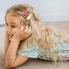 Klorowy kwiatowy nadruk zatrzaska klipsy do włosów dla dzieci dziewczyny snap hair fryzurki haft haftowe