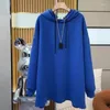 Felpe con cappuccio da donna 2024 Autunno/Inverno Pullover tinta unita Manica lunga Coulisse Filetto con cappuccio Moda Casual Pendolari Maglione Top