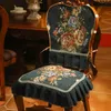 European Style Dining Chair Cover Luxury Chenille Jacquard Fabric Chair Cushion Chair Back Home Living room Restaurant Decor 240104