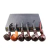 6 Pcs/Set Classic Style Wood Resin Tobacco Smoking Pipes Gift for Grandfather Boy Friend Father 240104