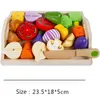 Simulering Kitchen låtsas Toy Wood Classic Game Montessori Education for Children Barn Gift Cutting Fruit Vegetable Set 240104