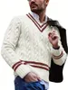 Maglioni da uomo Maglione preppy lavorato a maglia tutto abbinato Pullover casual caldo ed elasticizzato con scollo a V per studenti adolescenti Autunno Inverno