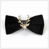 Bow Ties Noel High End Moda Erkekler Altın Velvet Bowtie Metal Elk Başı Düğün Lüks Modaya Düzenli Yaka Takı Hediyeleri Erkekler