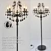 Vintage 5 luzes de cristal lâmpada piso preto suporte luminária cristal lustre candelabros lâmpada pé peça central iluminação para casa