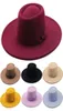 Geizige Krempe Hüte 2021 Fedora Hut Männer Frauen Nachahmung Woolen Winter Filz Mode Schwarz Top Jazz Fedoras Chapeau Sombrero Mujer5324007