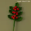 装飾的な花Diy Flower Arfrionment人工クロシェットクリスマスサンタクロースニット松ぼっくりレッドベリー年の装飾