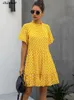 Vestidos preto vestido polkadot mulheres verão sundresses casual branco solto ajuste roupas pessoas livres 2022 amarelo womens roupas todos os dias