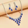 Ketting Oorbellen Set Bruid Sieraden Mode Verkopen Armband Oorbel Super Stralend Wit Rood Blauw Kleur Zirkoon