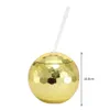 600ml Disco Mirror Ball Cups Cocktail Nightclub Party Straw Wine Glass Mugs Fashion Beer Juice Whiskey Goblet Drink 240103