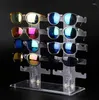 Kitchen Storage Two Row Sunglasses Rack 10 Pairs Glasses Holder Display Stand Transparent R9JE