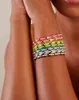 Link Bracelets Colorful Interlocking Tennis Paved Cz Zirconia Pastel Enamel Bracelet For Women Gold Plated Color Fashion Jewelry Sets