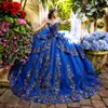 Royal Blue Quinceaneraドレス2024 Vestidos de 16レースアップリケクリスタル恋人プリンセス甘いヴェスティドスDE 15バースデーボールガウン