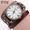 Montres-bracelets CCQ Marque Vintage Bracelet en cuir de vache de luxe Casual Femmes Montre à quartz Relogio Feminino pour horloge cadeau