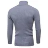 Leisure men's turtle neck sweater in autumn and winter solid color knitted ultra-thin fit pull-out long sleeved knitted warm knit pull-out 240104