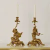 Candle Holders French Vintage Copper Animal Sculpture Monkey European Decoration Candlestick Soft Home Crafts Sample Room