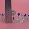 Luxury Elegant Blue Rhinestone Bridal Tiara Crystal Wedding Quinceanera Tiaras And Crowns Pageant Tiara Hair Jewelry Accessories 240102