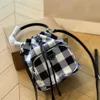 Designer Bag Prasa Spring Product Checker Print Handheld Nylon Waterdichte Drawstring Bucket Dameszak omgekeerde driehoek Schouder Crossbody