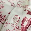 브랜드 트랙복 여성 디자이너 의류 패션 꽃 인쇄 긴 슬리브 셔츠+탄성 허리 스트레이트 바지 1 월 04