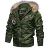 Marca Bomber Jacket Hombres Chaquetas de piloto de lana gruesa Parkas con capucha de invierno Ejército Militar Abrigos de motocicleta Ropa de abrigo de carga Tamaño EUR 240103