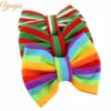 Rainbow Bow Christmas 5 Big Striped Cotton Hair Bows Barrette Girl DIY Hair Accessories Kids Party Hair Clips for Women 240103