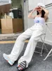 Kadın Kotları 2023 Kadın Kot Passos Düzey Bacak Denim Pantolon Uzun Beyaz Pantolon Sokak Giyim Vintage Harajuku Düz Yeşil Pantolon YQ240104