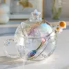 Vinglas Rose Cup Premium Light Luxury Delicate Glass Water Girls 'Tea Handle Coffee and Milk Straw Straw