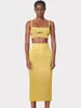 Work Dresses Women Summer Sexy Sleeveless Backless Bronzing Gold Midi Bodycon Skirt Bandage Set 2024 Elegant Evening Club Party Outfits