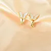 Stud Korea Style Butterfly Clip On Earrings Without Piercing Cute No Hole Gold Color Resin Jewelry Ear Cuff Party Gift J240104